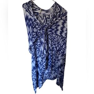 Michael Stars Blue & White Southwestern Print Wrap 100% Vicose OS
